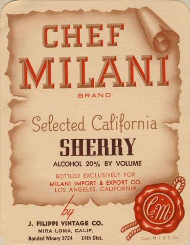 Filippi Winery wine label - Chef Milani