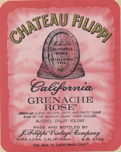 Filippi Winery wine label - Chateau Filippi