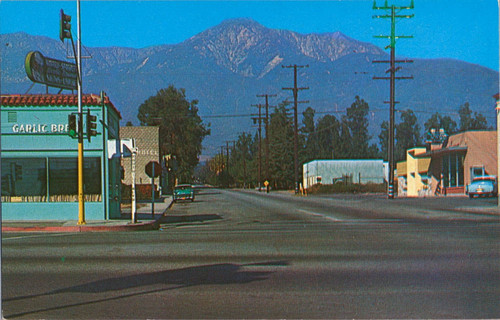 Color postcard of Foothill Blvd. & Archibald Ave