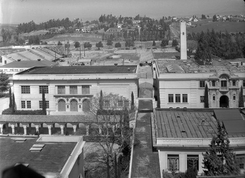 [Aerial view of campus facing north]