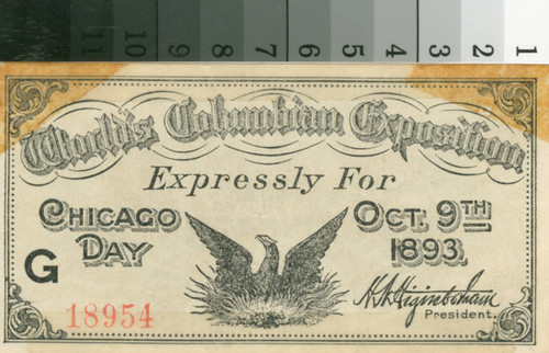 World's Columbian Exposition expressly for Chicago Day, Oct. 9th 1893