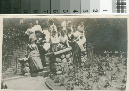 Group of women sitting on staircase at the lodge