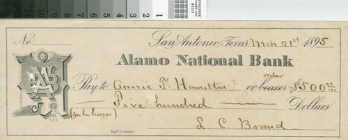 Alamo National Bank personal check