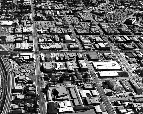 Aerial view of Inglewood, California looking east