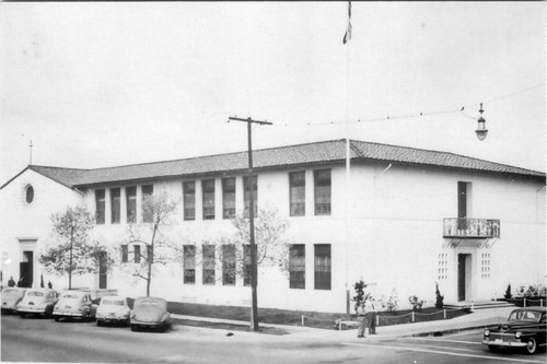 Front & side view of St. John's Church & School