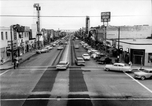 Downtown Inglewood, Market St. looking south, United Artist Theater and Fox Theater