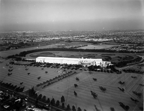 Aerial view of Hollywood Park Race Track