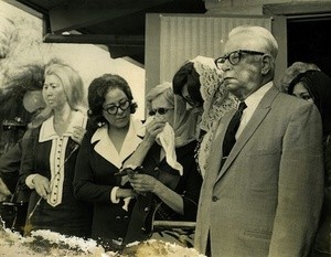 Mourners at Ruben Salazar's public viewing, East Los Angeles, Calif., 1970