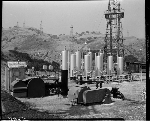 Above-ground storage tanks in oil field