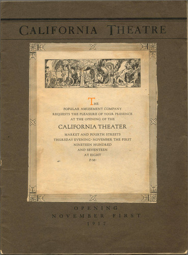 [Cover of California Theatre opening, November first, 1917 program]