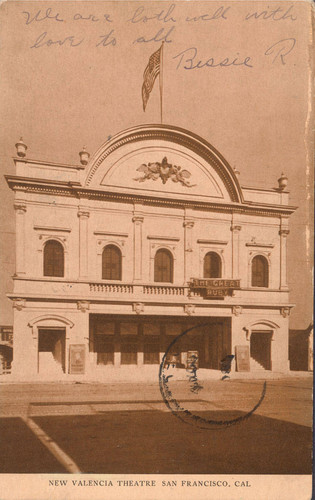 [Postcard showing exterior of Valencia Theatre]