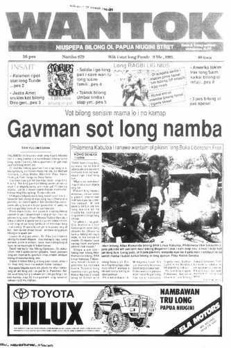 Wantok Niuspepa--Issue No. 0879 (May 09, 1991)