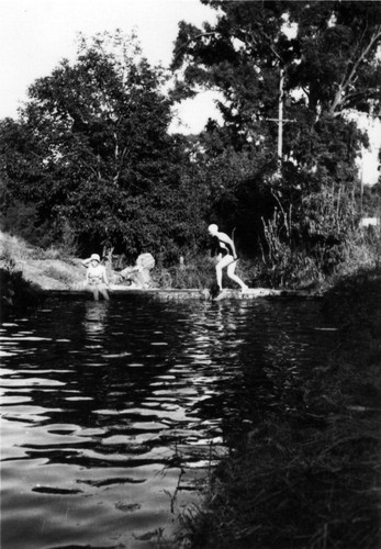 Bertha Niedt Hilton in Alamilla Springs, (c. 1920s), photograph