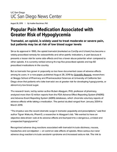 Popular Pain Medication Associated with Greater Risk of Hypoglycemia