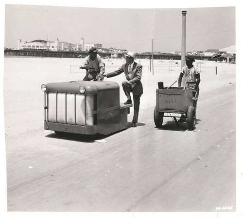 Santa Monica City Sanitation Division workers with equipment