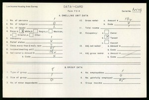 WPA Low income housing area survey data card 132, serial 12449