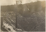 Trestle across depression in fill maintained for spillway. Strawberry Dam. Dec. 2, 1914