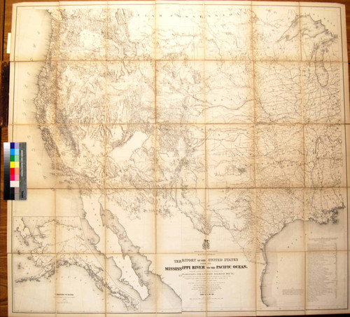 Territory of the United States from the Mississippi River to the Pacific Ocean : originally prepared to accompany the reports of the explorations for a Pacific railroad route ; made in accordance with the 10th & 11th sections of the Army Appropriation Act of March 3rd 1853 ; compiled from authorized explorations and other reliable data / by Lieut. G. K. Warren, Top'l. Eng'rs in the Office of Pacific R.R. Surveys War Dept. under the direction of Bv't. Major W.H. Emory, Top'l Eng'rs in 1854 ; Capt. A.A. Humphreys, Top'l Eng'rs in 1854-1858 ; Recompiled and redrawn under the direction of Chief of Corps of Engineers / by Edward Freyhold 1865-66-67-68