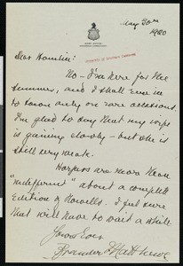 Brander Matthews, letter, 1920-05-30, to Hamlin Garland