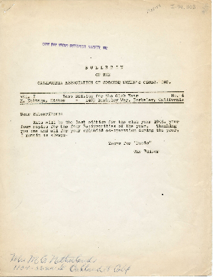 Bulletin of the California State Association of Colored Women's Clubs, Inc. Vol. I, No. 4