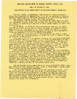 National Association of Colored Women's Clubs, Inc. and its affiliate the California State Association of Colored Women's Clubs, Inc