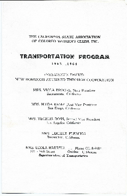 The California State Association of Colored Women's Clubs, Inc. transportation program 1963-1964