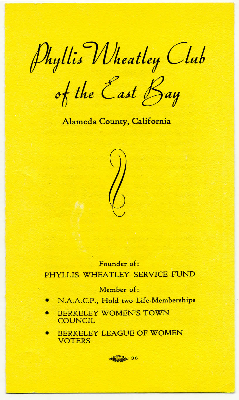 Phyllis Wheatley Club of the East Bay brochure