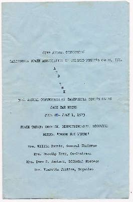 California State Association of Colored Women's Clubs, Inc. 67th annual state convention and National Association of Colored Girls 36th annual state convention June 28, 1973 program