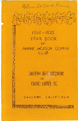 1952-1953 Year Book of the Fannie Jackson Coppin Club