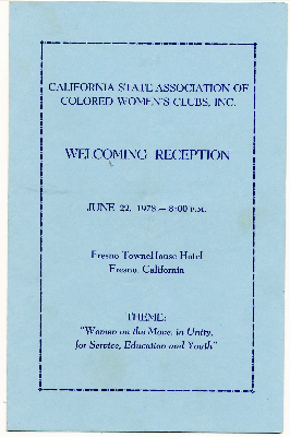 California State Association of Colored Women's Clubs, Inc. welcoming reception program