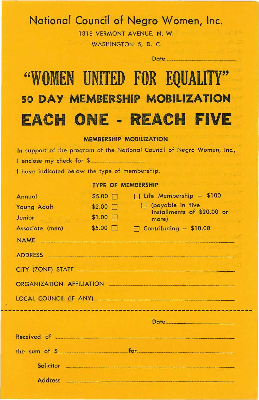 National Council of Negro Women "women united for equality" flyer