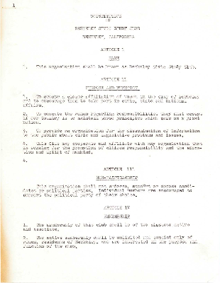 Constitution of the Berkeley Civic Study Club, Berkeley, California