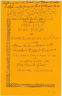 1954-1955 year book of the Fannie Jackson Coppin Club