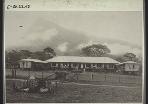 Mission house in Nyasoso, (Kupe mountain covered with clouds) seen from the front