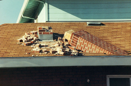 One of the many chimneys damaged in the Loma Prieta Earthquake