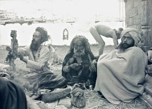 Hellige hindu mænd (Sadhus) i Kathmandu, februar1988