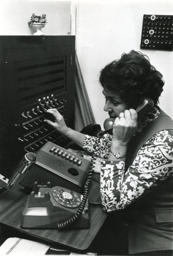 Switch board operator, late 1970s