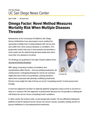 Omega Factor: Novel Method Measures Mortality Risk When Multiple Diseases Threaten