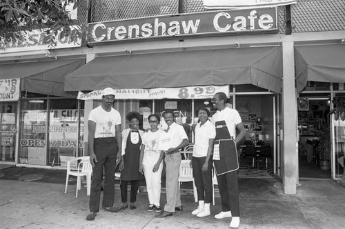 Crenshaw Café staff group portrait, Los Angeles, 1989
