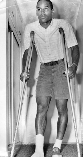O. J. in crutches