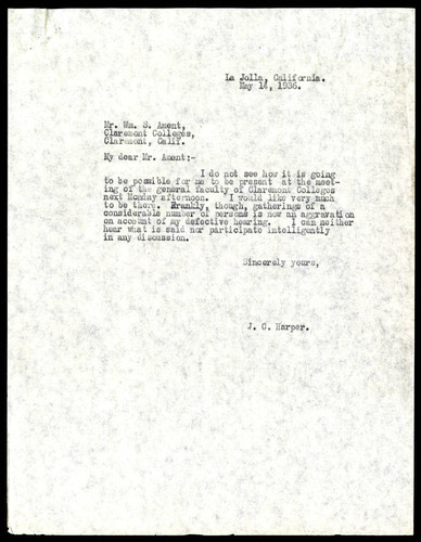 J. C. Harper letter to William S. Ament, 1936 May 14