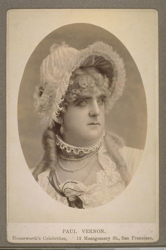 [Portrait of Paul Vernon dressed as a woman.]