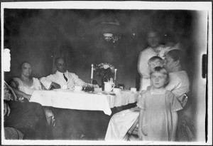 Group of Europeans having coffee, Arusha, Tanzania, 1929