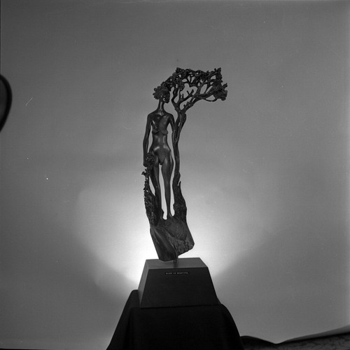 Charles Dickson sculpture: woman and a tree