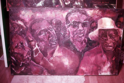 Painting: four men's faces