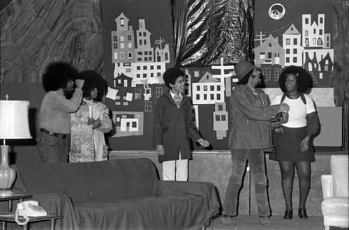 Scene from a play with members of the Paul Robeson Players