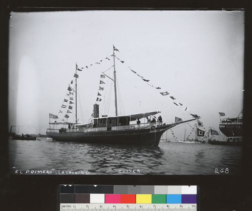 El Primero (steam yacht) launching. [photographic print]