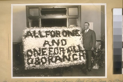 Presented to Dan J. O'Brien from Louie O'Neil of San Jose on O'Brien taking office as a Police Commissioner. Aug. 1929
