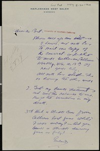 Hamlin Garland, letter, 1914-08-20, to C.W. Post
