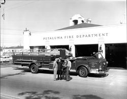 New 1956 American-La France aerial ladder truck, Petaluma, California, 1956